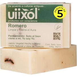 Uiixol Jabones Artesanales en Barra con Aromaterapia Kit de 5 Jabones con Aceite Esencial de Romero Jabón Corporal Vegano Natural para Cuerpo y Energía 100g c/u