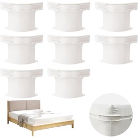 Clips De Sujeción De Sábanas, Bed Sheet Fixing Clips, Clips para Sábanas Ajustables, Genérico Bed Sheet Holder with Lock Strips, Compatibles con Todos los Colchones (8, Blanco)