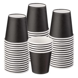 Mnuizu 50 Pack 3 oz Paper Cups, Disposable Bathroom Cups, Mouthwash Cups, Small Paper Cups Ideal for Bathroom, Party, Picnic etc. (Black)