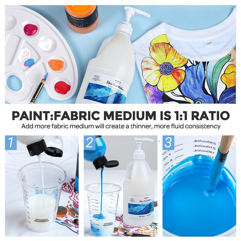 Nicpro Professional Effects Fabric Medium, 33.8oz Bottle with Pump, Fabric