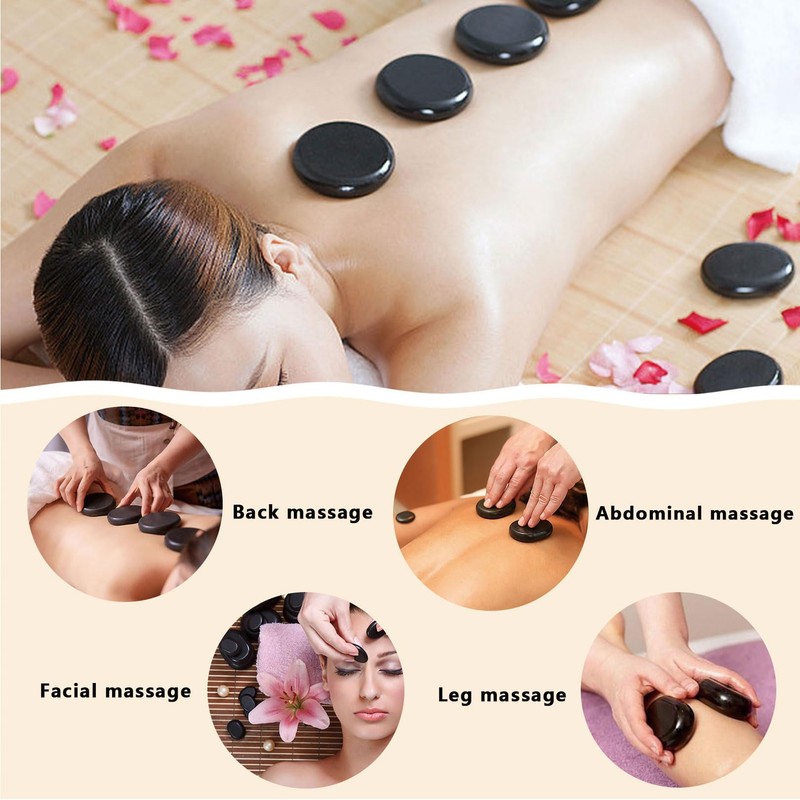 MINGJISHIYE Hot Stone Massage Set, 20 Pieces of Basalt Massage