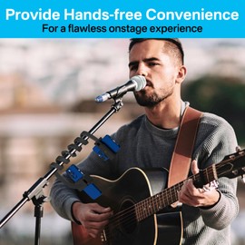 Chunxiao Mic Stand Phone Holder for Microphone Stand Fits Most 3.5" - 7.5" Smartphones - Flexible Dual Cell Phone Holder for Mic Stand Mount, Drum Stand, Music Stand Phone Holder for Any Poles