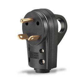 30 Amp RV Male Plug Replacement ED-304P Heavy Duty 125V 30A with Ergonomic Grip Handle,30AMP Plug for Camper Trailer Extension Power Cord for RV Camper Caravan Motorhome Van Trailer (Black Male)