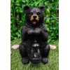Rustic Garden Cute Black Bear Holding Solar Lantern Path Light