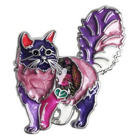 DOWAY Cute Enamel Cat Brooch Pins Floral Cat Gifts for Women Girls Fashion Cat Jewellery Charms, enamel, Rhinestone