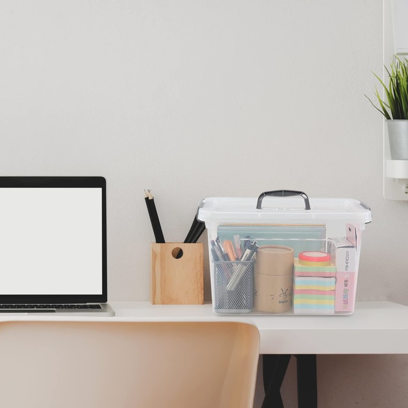 Minekkyes Plastic Latch Boxes, Clear Storage Bin with Lids, 12