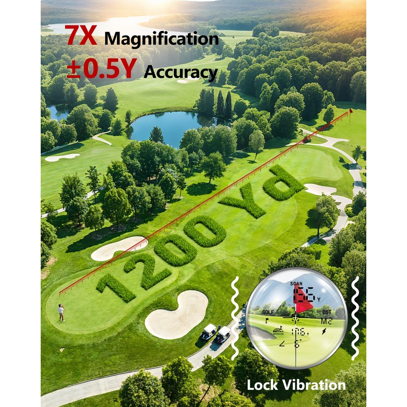Leexox Golf Rangefinder with Slope Switch, 1200 Yards Rechargeable Range
