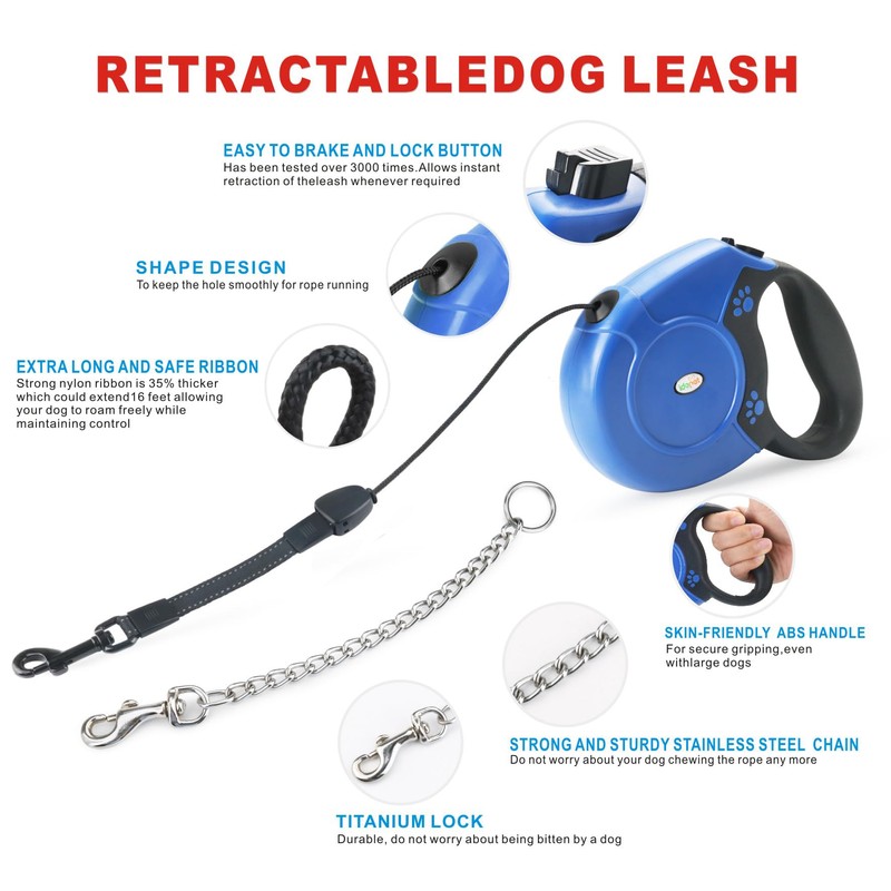 Idepet Heavy Duty Retractable Dog Leash for Small and Medium