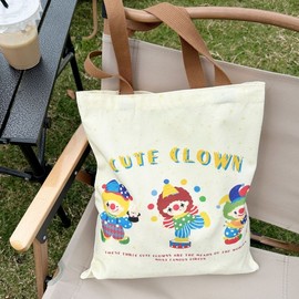 Imported Original Simple Joker Clown Comic Canvas Eco Bag - Single Shoulder Leisure Bag 61 Free Size / Purple Clown (35x40cm) 10ea