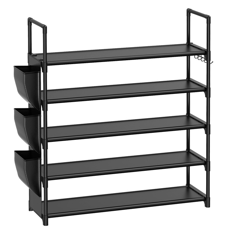 VILICK 5 Tier Shoe Rack with Hook and Side Pocket,Shoe