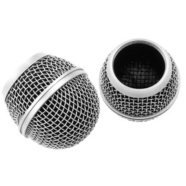 Moicstiy 2 Pcs Microphone Grille Mesh Microphone Ball Head Replacement Microphone Cover Compatible with SM58 SM58LC SV100 RK143G Wireless Vocal Mic Head Cover(Silver)
