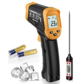 Eventek Infrared Thermometer, -50 °C to 600 °C Temperature Meter, Digital Infrared Thermometer with Max/Min, Laser Thermometer with 304 Meat Thermometer, for Kitchen, Pizza Oven, Not for People