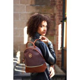 MKF Collection Backpack for Women, Signature Vegan Leather Top-Handle Travel bag Carry on Backpack Bookbag, Denise Burgundy, Large