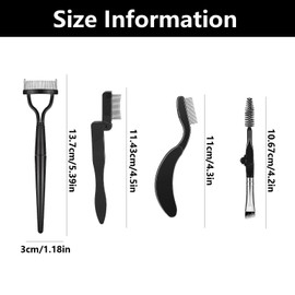 4 PCS Folding Eyelash Comb, Eyelash Separator, Brow Brush, Lash Comb, for Define Eyelash and Eyebrow(Black)