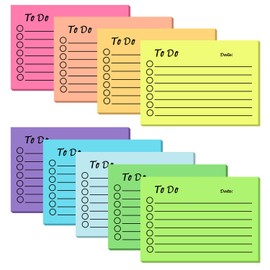 9 Pads of Sticky Notes, 450 Sheets To Do List Sticky Note Pad Lined Notes Sticky Notes Self-Adhesive for Family School Office (10 x 7 cm)