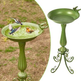 MNRYLKB 26.8" H Metal Bird Bath with Stand, Bird Baths for Outdoors, Pedestal Bird Bath for Outside/Bird Feeder Garden Yard Decor Green