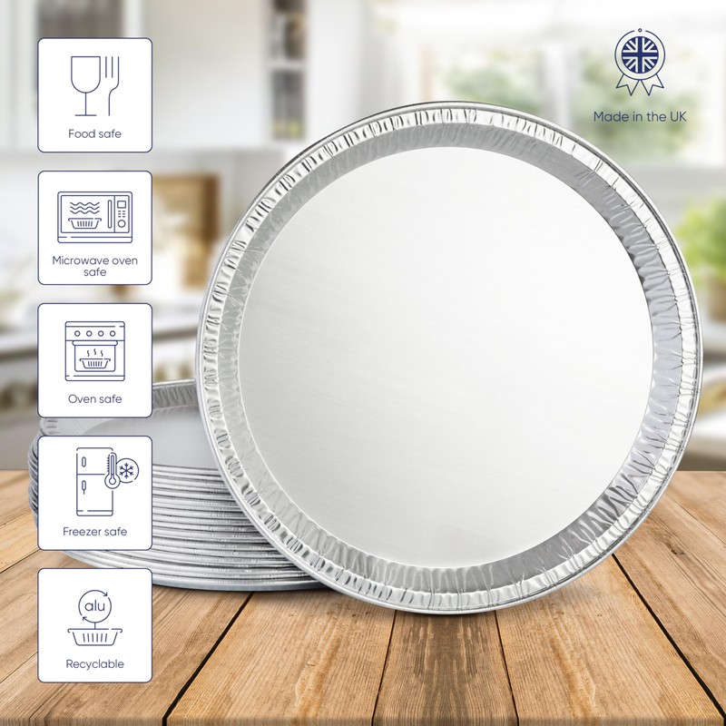 Coppice Silver Round Aluminium Foil Platters for Parties, Buffets &