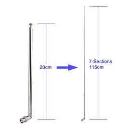 Bingfu Police Radio Scanner Antenna 20-1300MHz 7 Sections Telescopic BNC Male Handheld CB Ham Antenna for Uniden Whistler Police Scanner Two Way Radio Frequency Counter