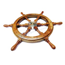 Nagina International Natural Wood Premium Pirate's Boat Ship Wheel (18 Inches)