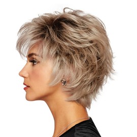 Raquel Welch Voltage Short Layered, No-Fuss Wig by Hairuwear, Large Cap, SS10/22 Iced Cappuccino