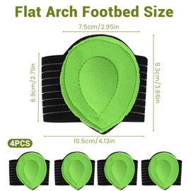 2 Pairs Arch Support Brace with Pad, Breathable Plantar Fasciitis Sleeve, Soft Foot Compression Sleeve Wrap for Women Men Flat Feet Fallen Arches High Arch (Green, One Size)