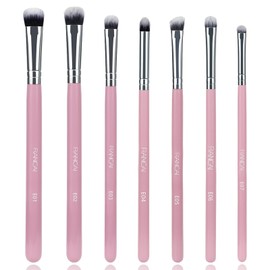 7Pcs Eye Makeup Brush Set,Portable Eye brushes,Professional Blending Eyeshadow Makeup Brushes,Eyeshadow with Soft Hairs and Wood Handle（Pink）