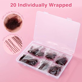 [Individually Wrapped] 20 Pack Hair Bun Makers - Include 20PCS Mesh Hair Nets and 40PCS U Shaped Hair Pins for Women,Girls, Ballet Bun Maker, Brown