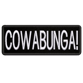 mybrand Cowabunga! Embroidered Patch Iron-On/Sew-On Funny Humor Sayings Badge Emblem Name Tag Decorative Gift Applique for Vest Jacket Jeans Bags Backpack Clothing