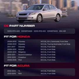 XIMAKA Upgrade Aluminium Front Engine Valve Cover with Gasket Fit for Honda 08-17 Accord, 08-17 Odyssey, 09-15 Pilot, Ridgeline, Crosstour, Fit for 12-15 Acura TL RDX, V6 3.5L, Replace# 12310R70A00