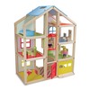 Melissa & Doug Wooden Hi-Rise Dollhouse with 15 Furniture Pieces,