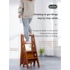 Wooden Folding Library Ladder Chair, 4-Storey Portable Multi-Function Step Stool,