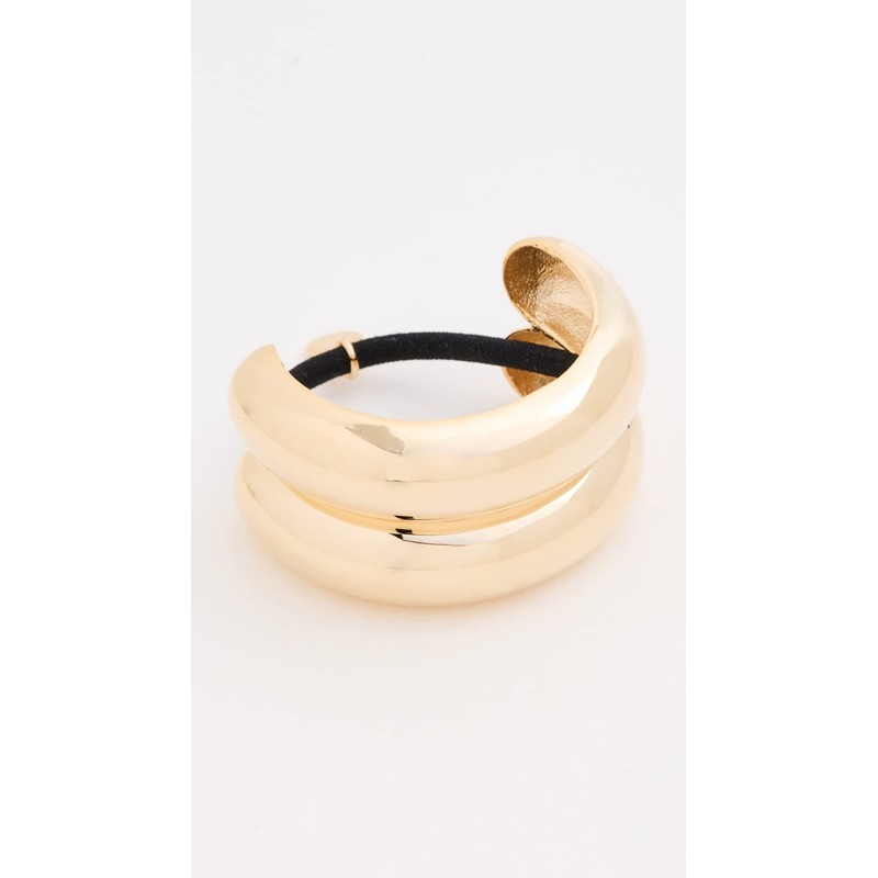 LELET NY Women's Glossy Double Arch Ponytail Hair Tie, Gold,