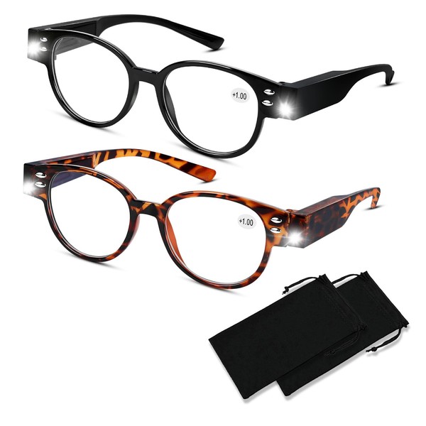 Bright LED Readers with Lights Reading Glasses with Light Magnifying
