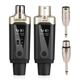 UHF Wireless XLR Transmitter and Receiver with 48V Phantom Power,Rechargeable Mic Adapter 16 Channels 196ft Range for Dynamic/Condenser Microphone,Audio Mixer,Electric Guitar/Bass