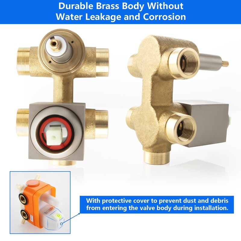 SKOWLL Shower Valve Wall Mount Shower Mixer Control Kit 3