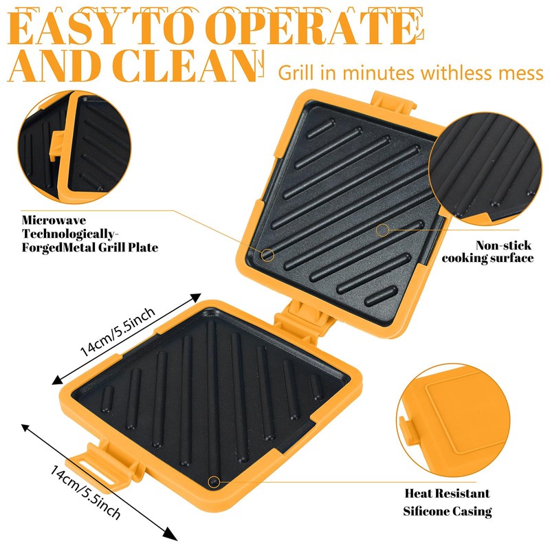 Microwave Crispy Sandwich Maker - 5.5" Non-Stick Panini Press with