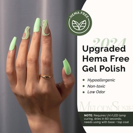 MelodySusie Hema Free Gel Nail Polish, 0.5 Fl Oz Thick Light Green Gel Polish, Non-Toxic, Long Lasting, Soak Off UV Nail Polish, Manicure Nail Design Salon DIY Nail Art at Home-326