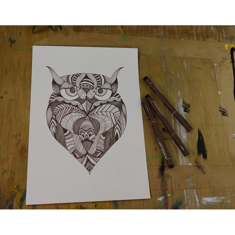 Uni-ball Sensitive Sepia 3 piece Uni-pin fineliner drawing pens, Brown