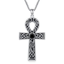 Ankh Necklace 925 Sterling Silver Ankh Cross Pendant Necklace Egyptian Jewelry Gifts for Men Women