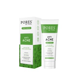 PORES Be Pure Anti Acne Face Wash Gel Based For Women and Men Glowing Skin Salicylic Acid Tea Tree & Neem Extracts - 100 ml