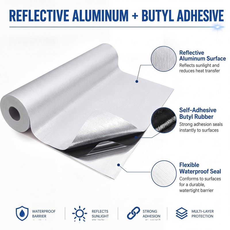 12 Inch X 32.8 Feet Self Stick Roll Roofing, Aluminum