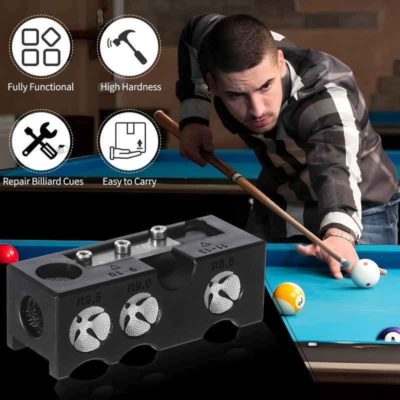 11-in-1 Billiards Pool Cue Tip Shaper, Aluminum Alloy Pool Stick