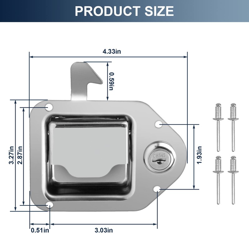 BAUMFEUER Truck Tool Box Latch Replacement 304 Stainless Steel Toolbox