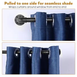 YAJUXIU Black Industrial Curtain Rod for Windows 72-144 Inches - Rustic 1 Inch Rod for Indoor or Outdoor Use, Adjustable from 32 to 144 Inches