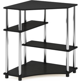 Maykoosh Gothic Grandeur Space Saving Corner Desk with Shelves, Stainless Steel Tubes, 31.1 (W) x 28.5 (H) x 22.5 (D), Perfect for Storing Books and Stationery