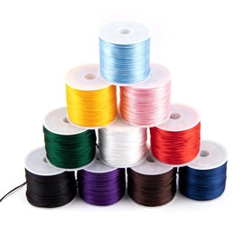 Framendino, 10 Colors 1.5mm Nylon Cord Silk Cords Hand Knitting String for DIY Crafts Jewelry Making Bracelet Necklace Chinese Knot Beading Thread