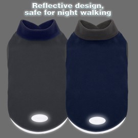 cyeollo 2 Pack Dog Fleece Sweater Stretchy Pullover Dog Jacket Winter Warm Dog Apparel with Reflective Stripe Cold Weather Vest for Small Medium Large Dogs