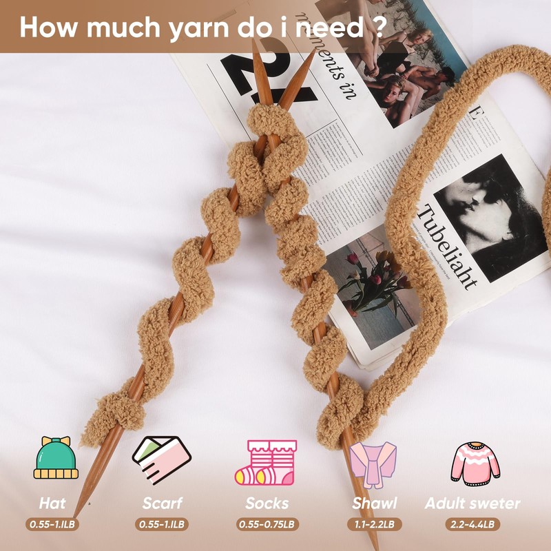 8 Packs Jumbo Chunky Chenille Yarn - 1820g(64oz)254 Yards (761ft)