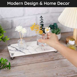 Segbeauty 2pcs Instant Dry Diatomite Tray, Fast Drying Water Absorbing Stone Tray for Sink, Bathroom Countertop Organizer Kitchen Soap Tray Sponge Holder Drying Rack Vanity Trays for Bathroom, White