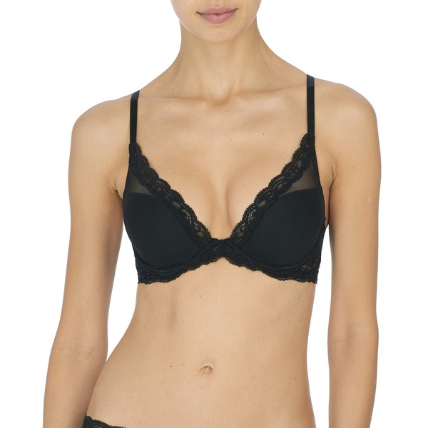 Natori Women's Feathers Contour Plunge, Black, 38B
